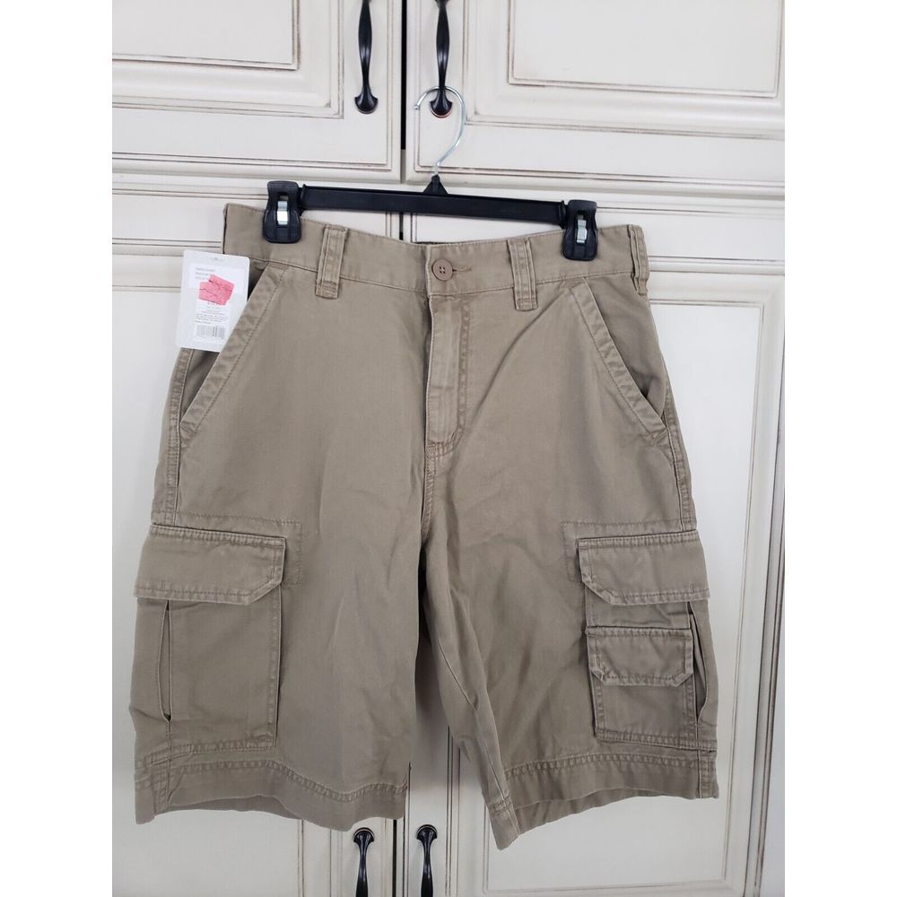 Men's Merona Cargo Shorts Khaki Sz 30 Regular Rise Hits At Knee Nwt